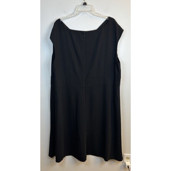 LAUREN RALPH LAUREN Women's Black V-Neck Sheath Dress 20W Cap Sleeve Cocktail - Picture 2 of 11